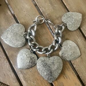 Silver Oversized Heart Charm Bracelet